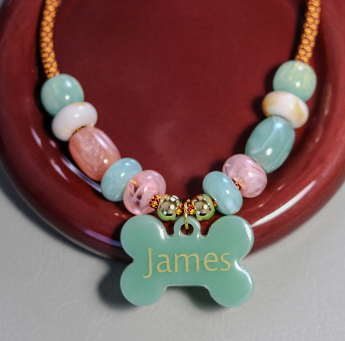 Hondenketting met Kralen inclusief Penning - Retro Pastel