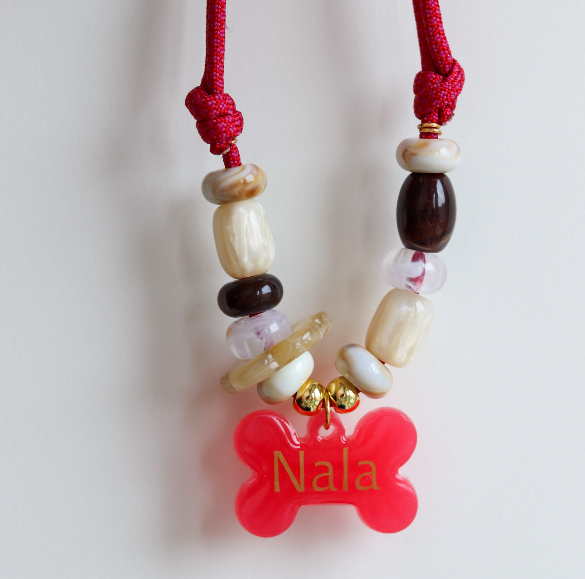 Hondenketting met Kralen - Framboos