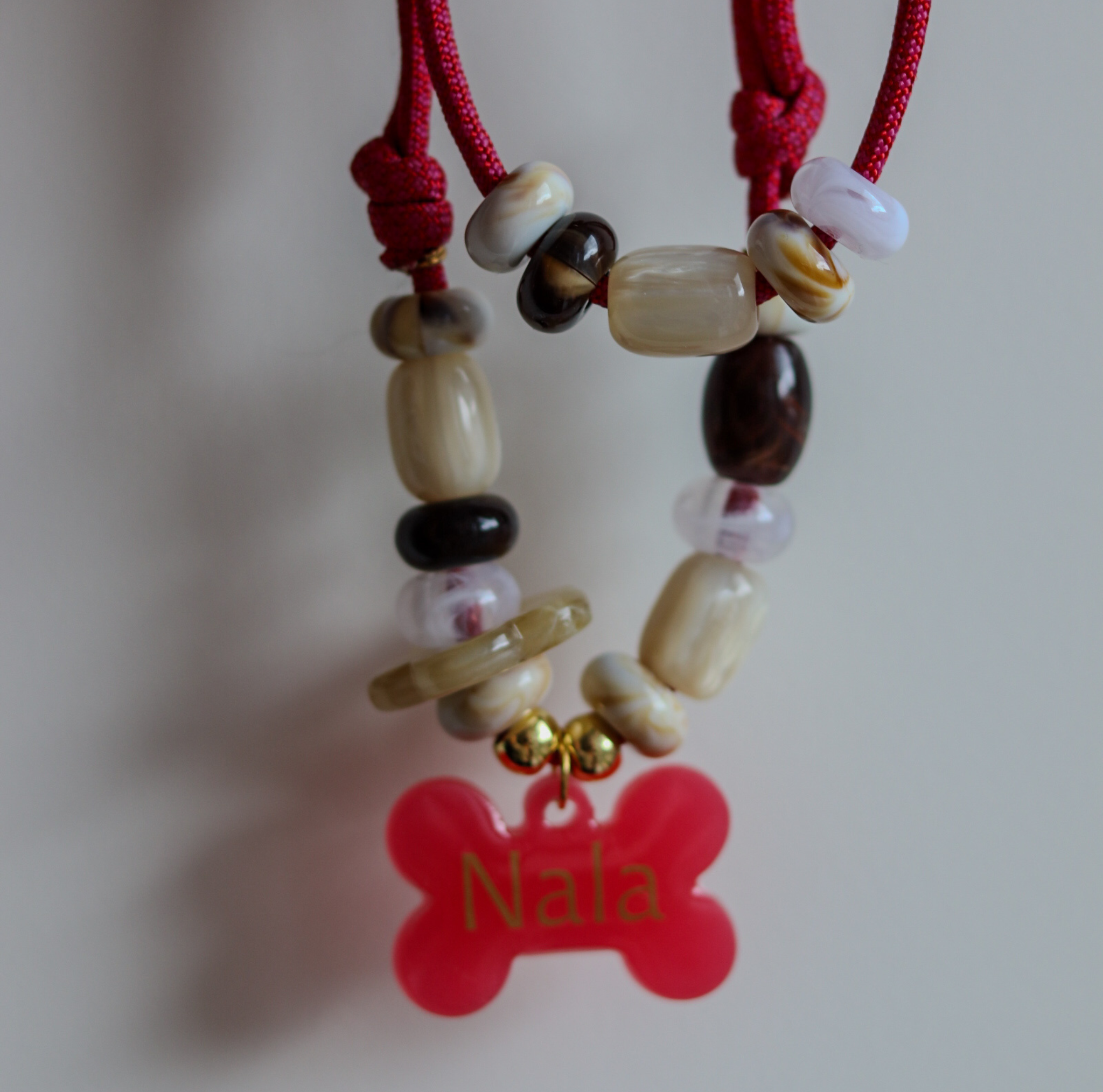 Hondenketting met Kralen - Framboos