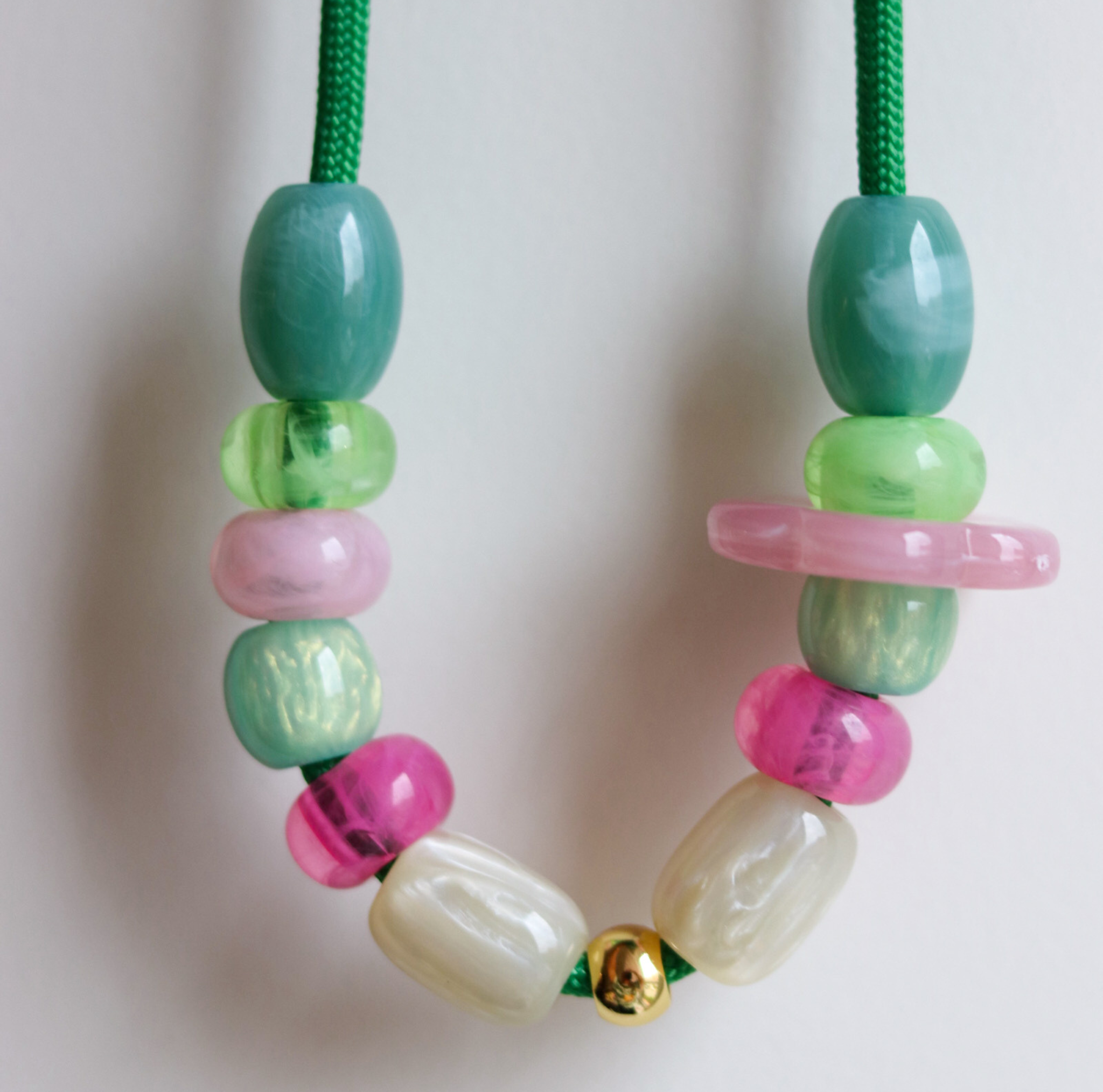 Hondenketting met Kralen - Candy Mint & Pink