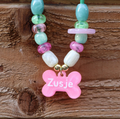 Hondenketting met Kralen - Candy Mint & Pink