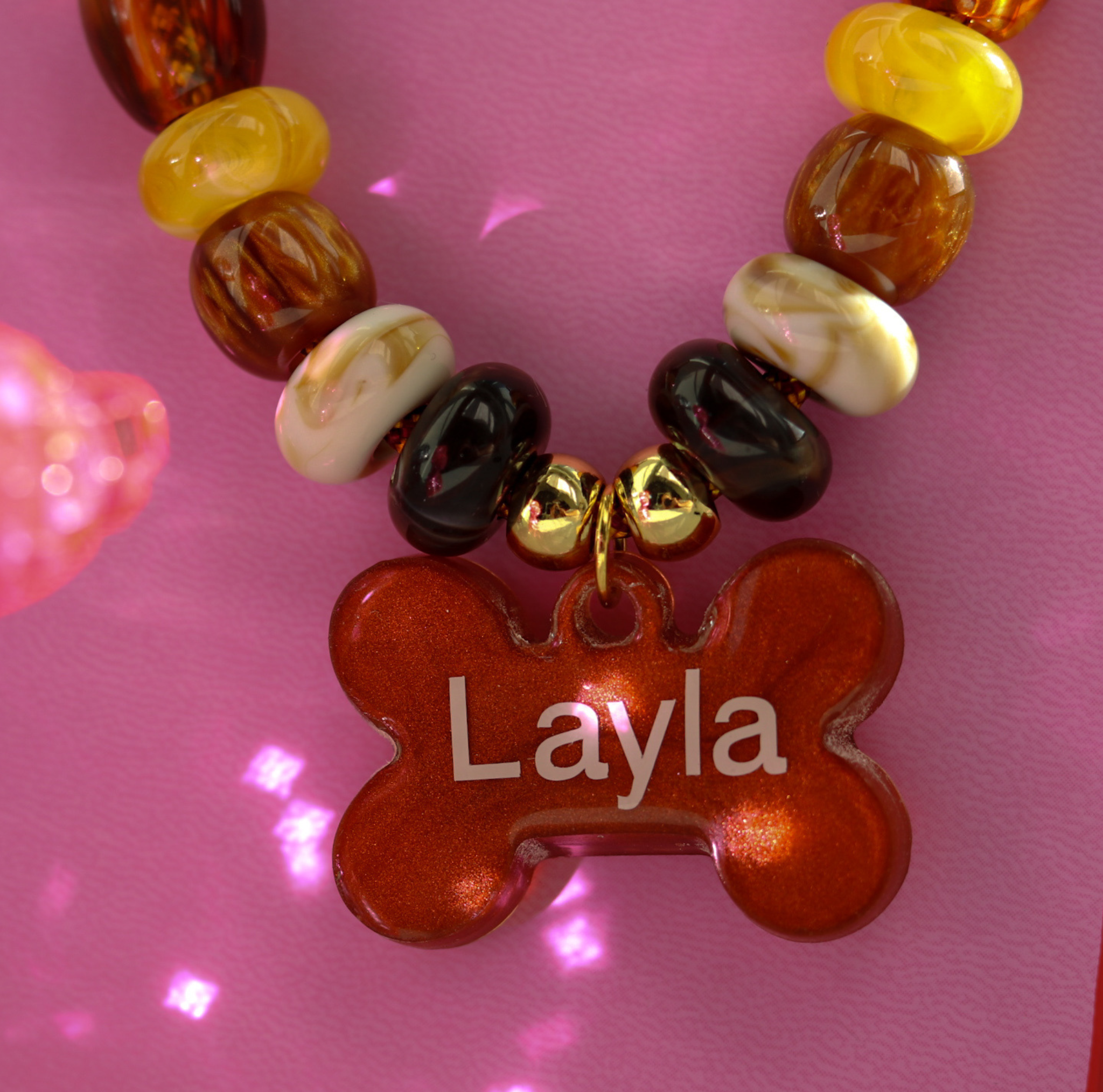 Hondenketting Retro met bruine penning