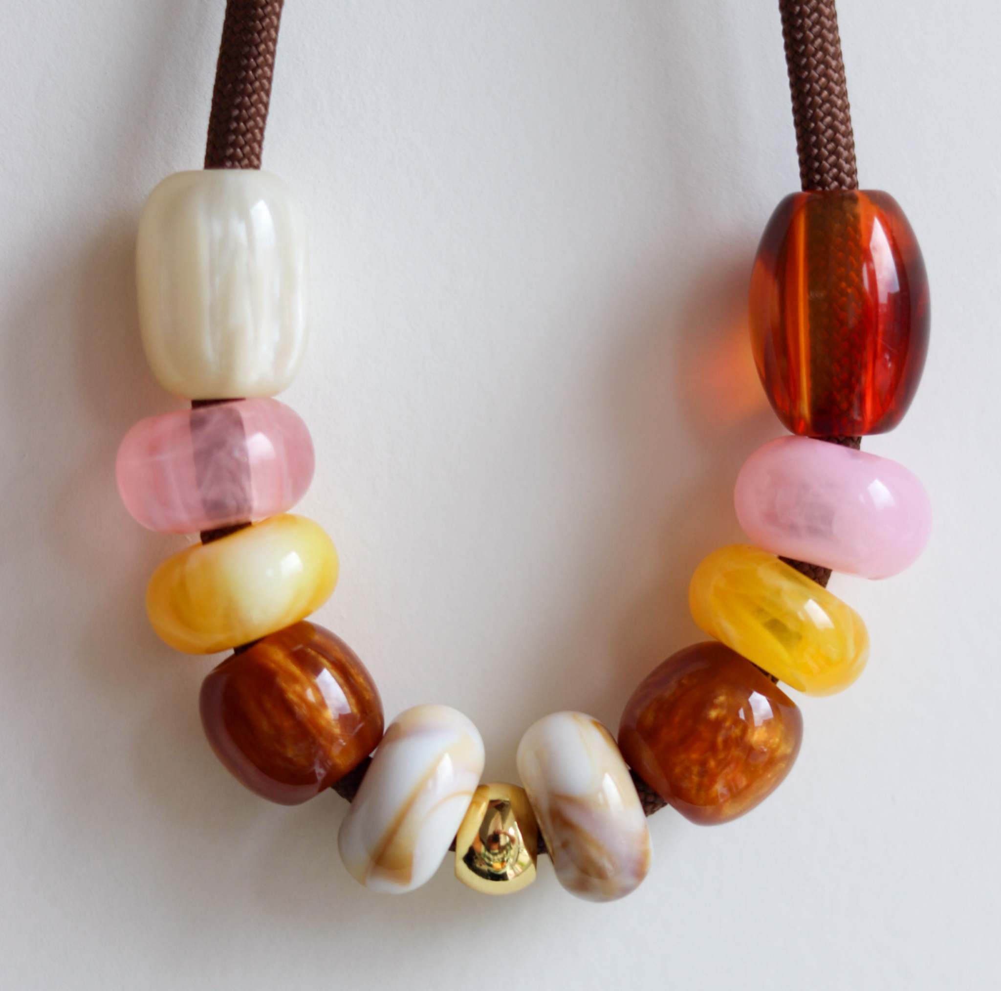 Hondenketting met Kralen - Ketting Sunset Honey en penning