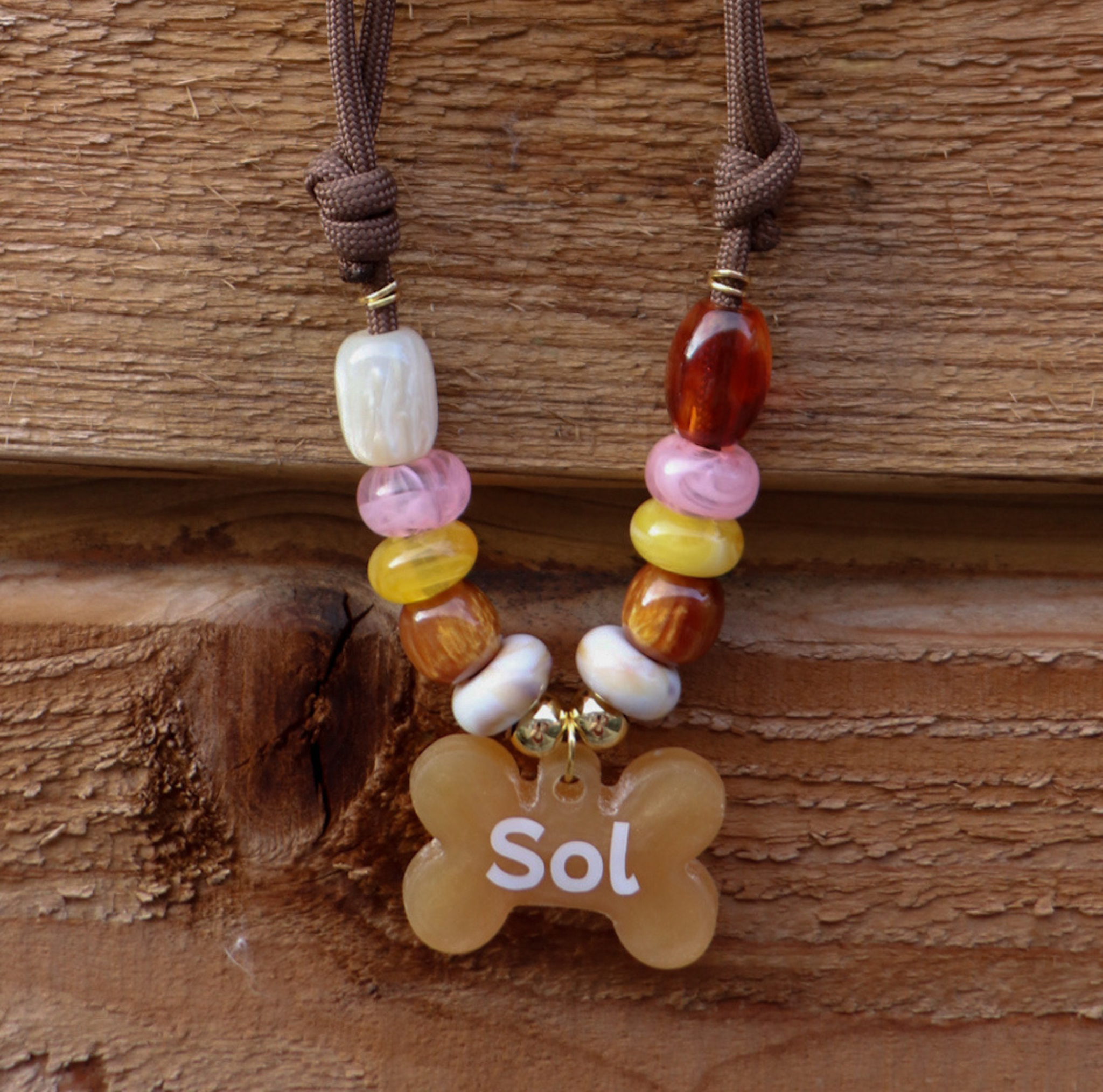 Hondenketting met Kralen - Sunset Honey