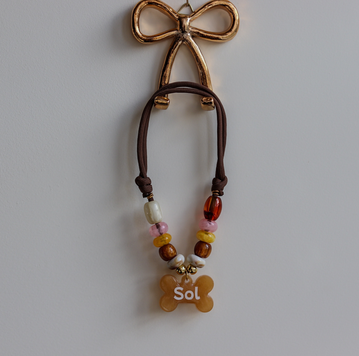 Hondenketting met Kralen - Ketting Sunset Honey en penning